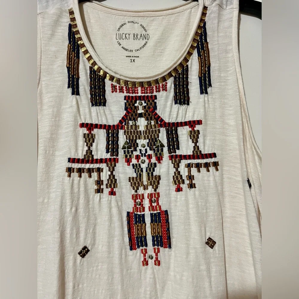 Lucky Brand Women's Boho Embroidered Tank Top